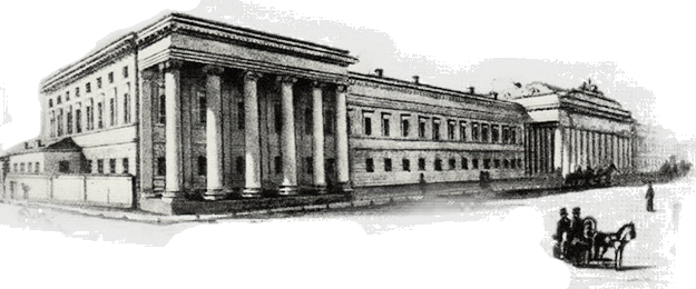 Гравюра главного здания университета в 19 веке